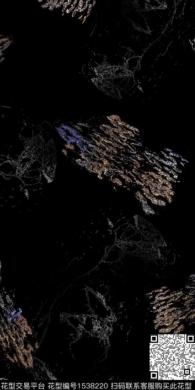 抽象黑底肌理数码印花华亿平台下载（图片编号: 1538220） - 瓦栏（Walan）