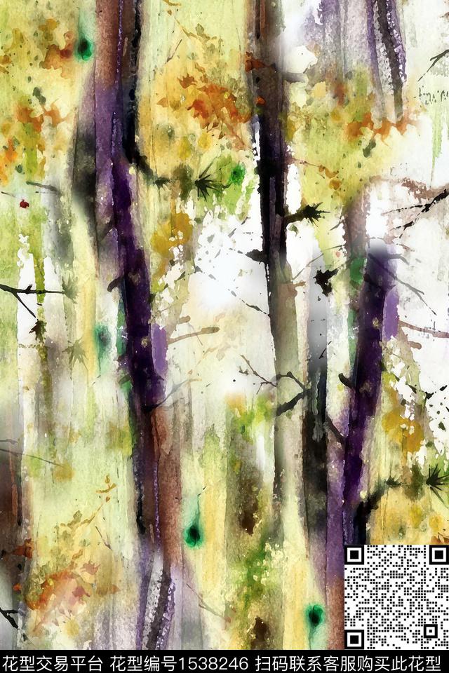 女装抽象树数码印花华亿平台下载（图片编号: 1538246） - 瓦栏（Walan）