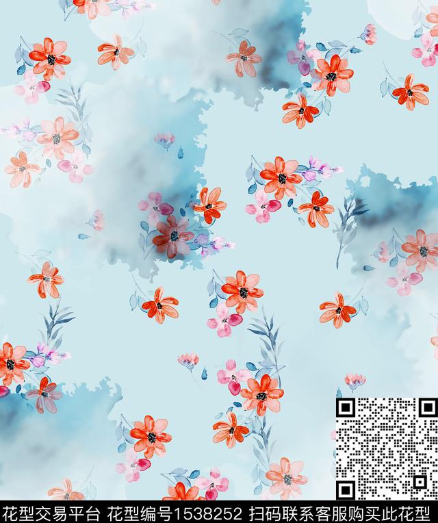 女装花卉连衣裙数码印花华亿平台下载（图片编号: 1538252） - 瓦栏（Walan）