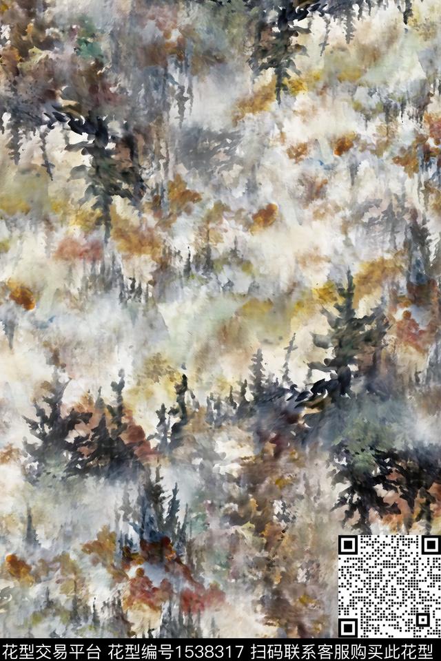 抽象森林中老年数码印花华亿平台下载（图片编号: 1538317） - 瓦栏（Walan）