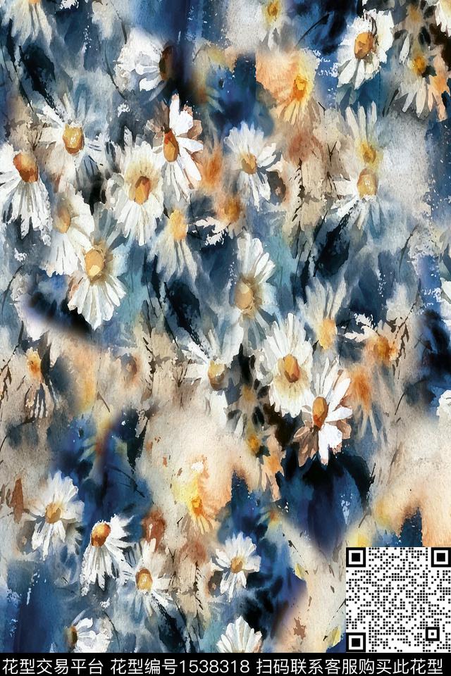 花卉水彩中老年数码印花华亿平台下载（图片编号: 1538318） - 瓦栏（Walan）