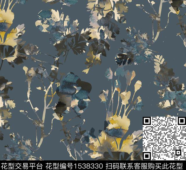 水彩肌理花数码印花华亿平台下载（图片编号: 1538330） - 瓦栏（Walan）