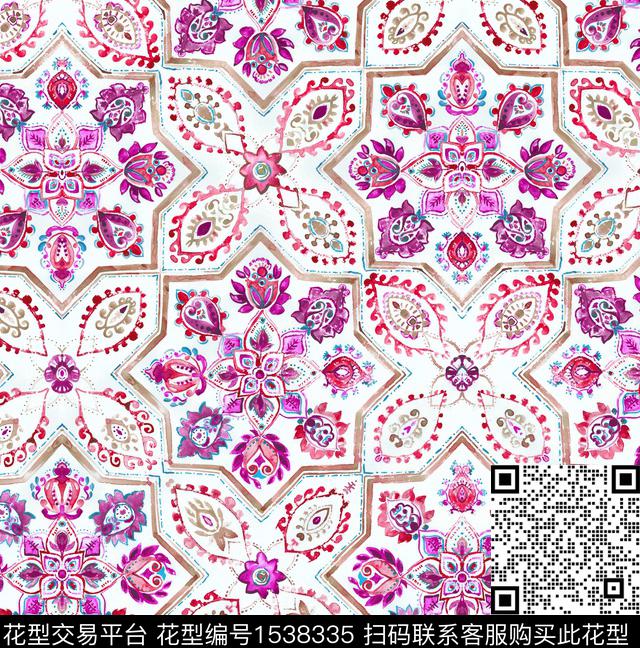 民族风水彩orange数码印花华亿平台下载（图片编号: 1538335） - 瓦栏（Walan）