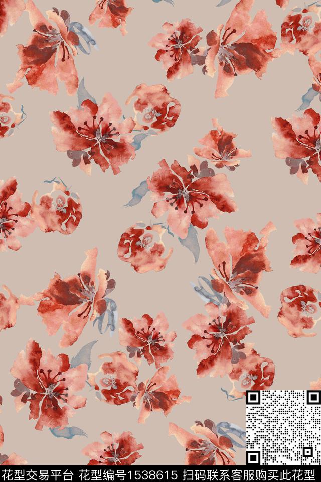 绿植树叶抽象花卉小碎花数码印花华亿平台下载（图片编号: 1538615） - 瓦栏（Walan）