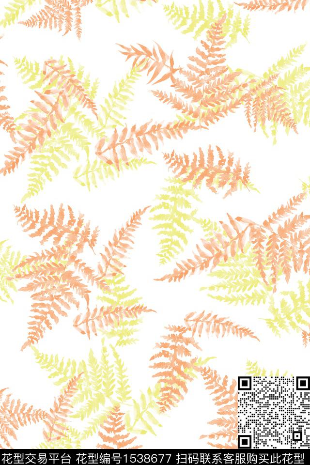 抽象年轻女性植物数码印花华亿平台下载（图片编号: 1538677） - 瓦栏（Walan）