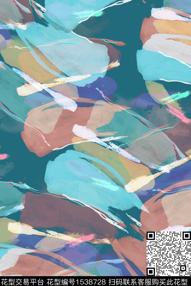 肌理抽象水彩数码印花华亿平台下载（图片编号: 1538728） - 瓦栏（Walan）