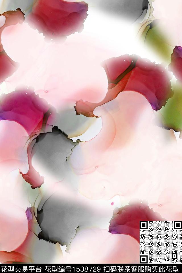 肌理抽象水彩数码印花华亿平台下载（图片编号: 1538729） - 瓦栏（Walan）