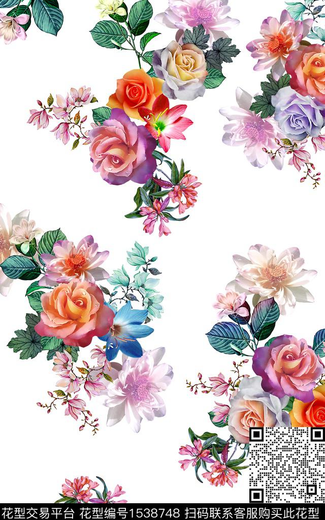 花卉清爽女装数码印花华亿平台下载（图片编号: 1538748） - 瓦栏（Walan）