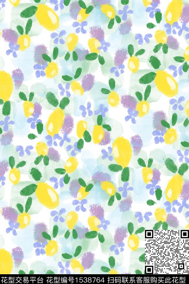 花卉春夏华亿平台水彩数码印花华亿平台下载（图片编号: 1538764） - 瓦栏（Walan）