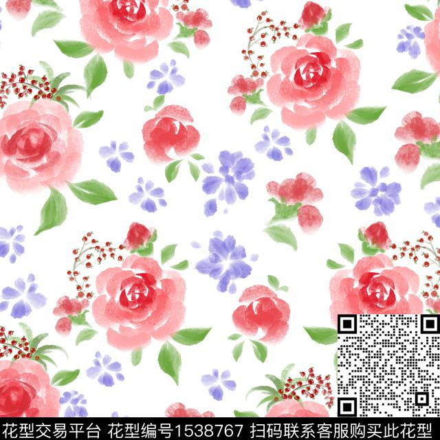 花卉手绘花卉水彩花卉传统印花华亿平台下载（图片编号: 1538767） - 瓦栏（Walan）