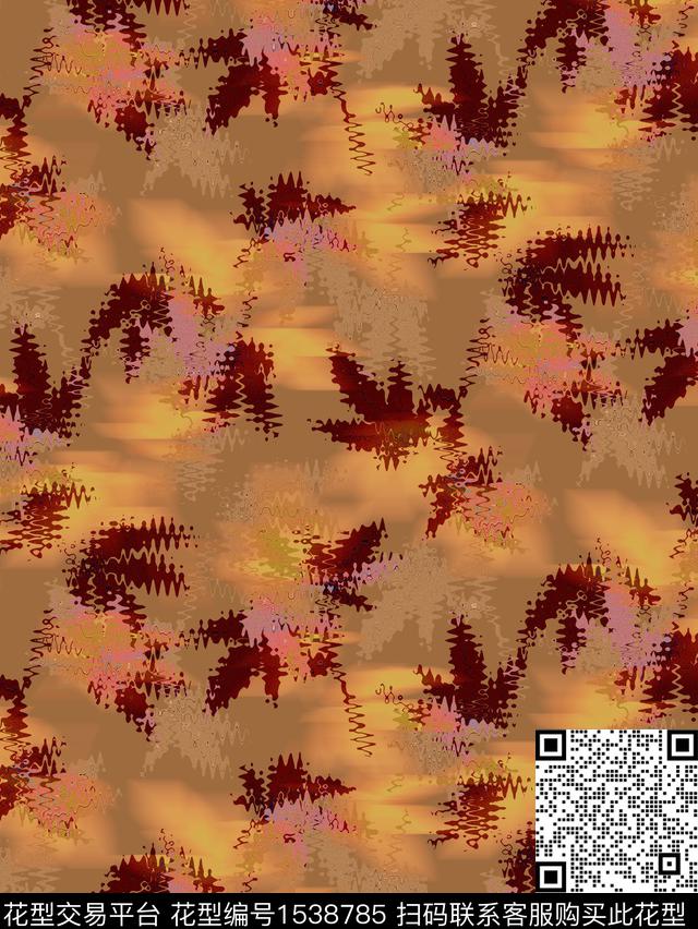 枫叶抽象男装数码印花华亿平台下载（图片编号: 1538785） - 瓦栏（Walan）