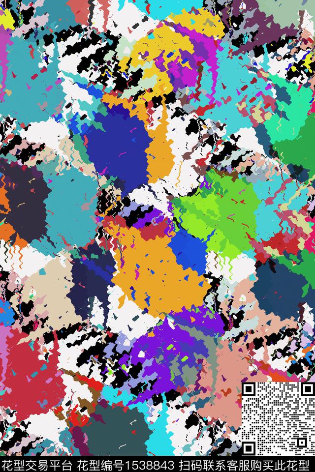 抽象男装涂鸦数码印花华亿平台下载（图片编号: 1538843） - 瓦栏（Walan）