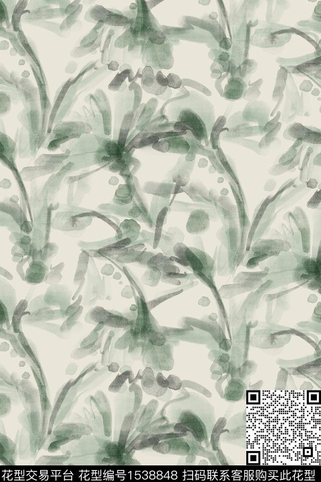 侘寂水彩笔触数码印花华亿平台下载（图片编号: 1538848） - 瓦栏（Walan）