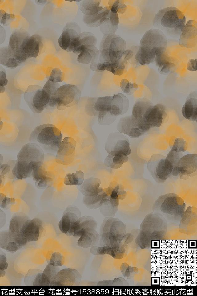侘寂笔触朦胧花卉数码印花华亿平台下载（图片编号: 1538859） - 瓦栏（Walan）