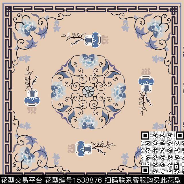 方巾丝巾中国风数码印花华亿平台下载（图片编号: 1538876） - 瓦栏（Walan）