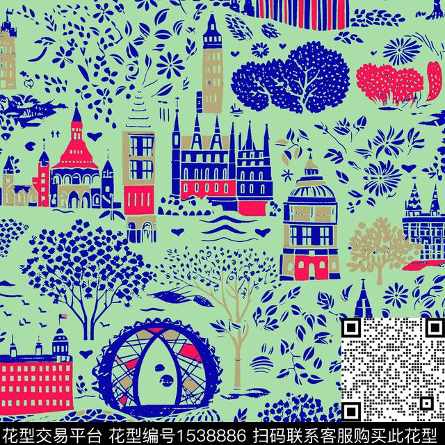 建筑树london数码印花华亿平台下载（图片编号: 1538886） - 瓦栏（Walan）