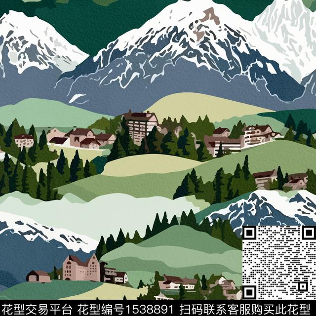 建筑雪山switzerland数码印花华亿平台下载（图片编号: 1538891） - 瓦栏（Walan）