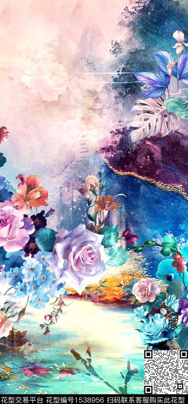 花卉定位花数码华亿平台数码印花华亿平台下载（图片编号: 1538956） - 瓦栏（Walan）