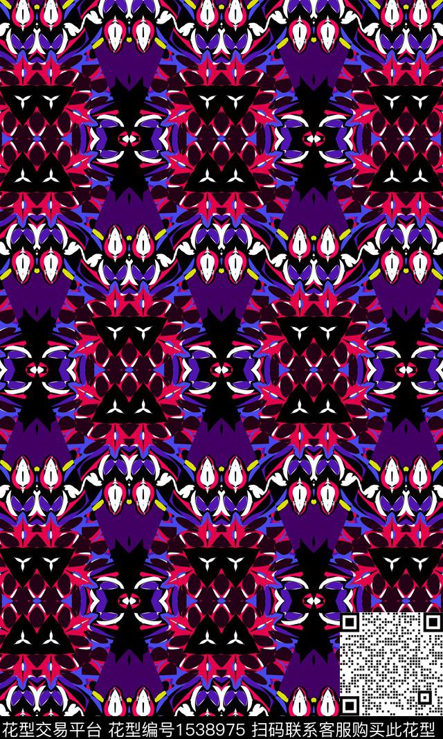 重复对称趋势华亿平台传统印花华亿平台下载（图片编号: 1538975） - 瓦栏（Walan）