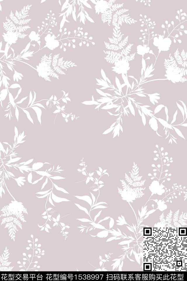 花卉抽象花卉剪影数码印花华亿平台下载（图片编号: 1538997） - 瓦栏（Walan）