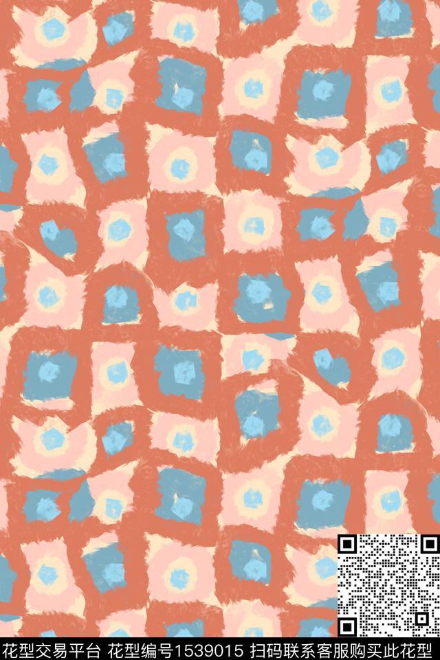 笔触格子几何数码印花华亿平台下载（图片编号: 1539015） - 瓦栏（Walan）