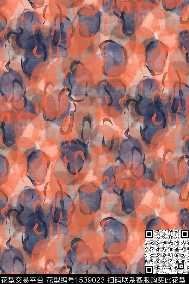 肌理水彩笔触数码印花华亿平台下载（图片编号: 1539023） - 瓦栏（Walan）