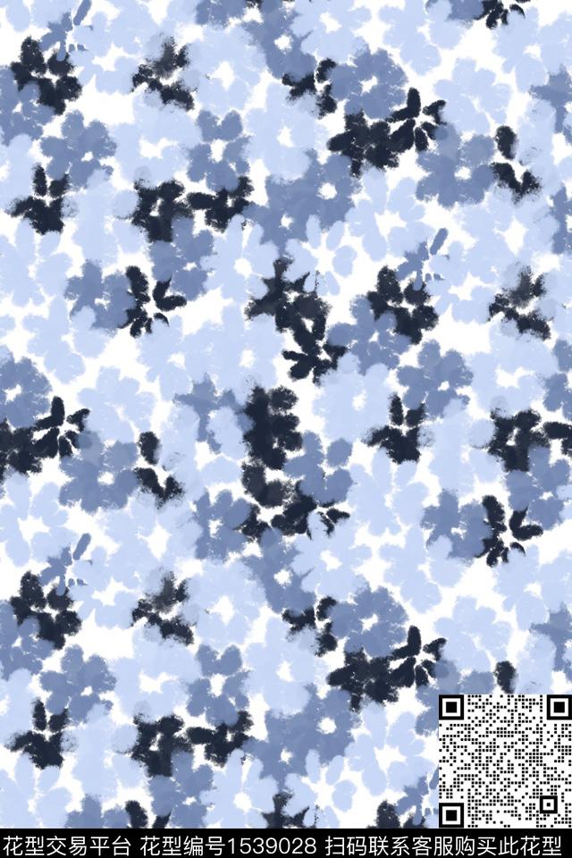 小清新抽象花卉小碎花数码印花华亿平台下载（图片编号: 1539028） - 瓦栏（Walan）