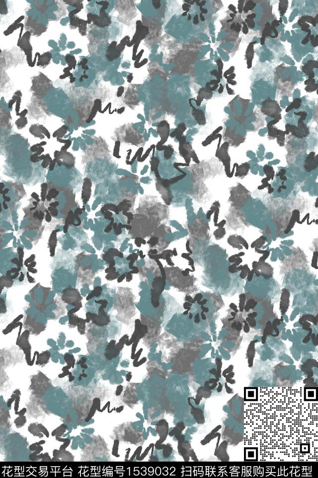 抽象花卉肌理水彩数码印花华亿平台下载（图片编号: 1539032） - 瓦栏（Walan）