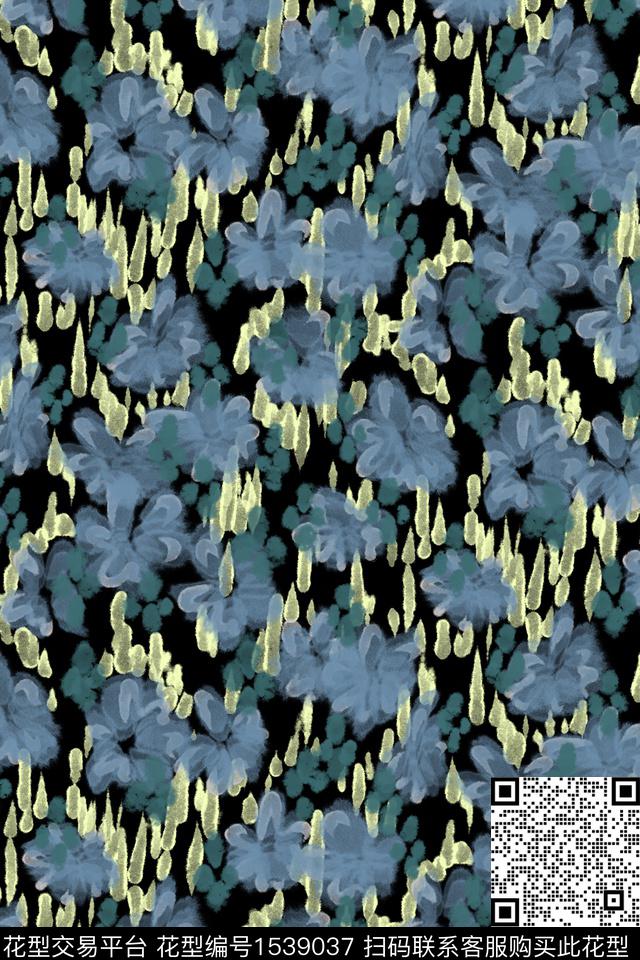 肌理抽象笔触数码印花华亿平台下载（图片编号: 1539037） - 瓦栏（Walan）