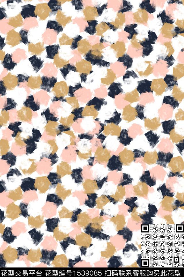 小清新点彩笔触数码印花华亿平台下载（图片编号: 1539085） - 瓦栏（Walan）