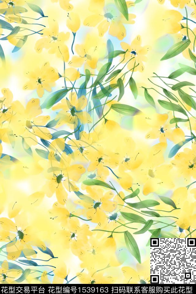 花卉朦胧花卉春夏华亿平台数码印花华亿平台下载（图片编号: 1539163） - 瓦栏（Walan）