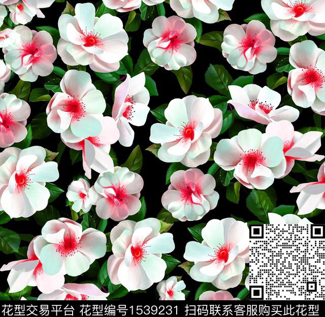 春夏华亿平台手绘花卉数码印花华亿平台下载（图片编号: 1539231） - 瓦栏（Walan）