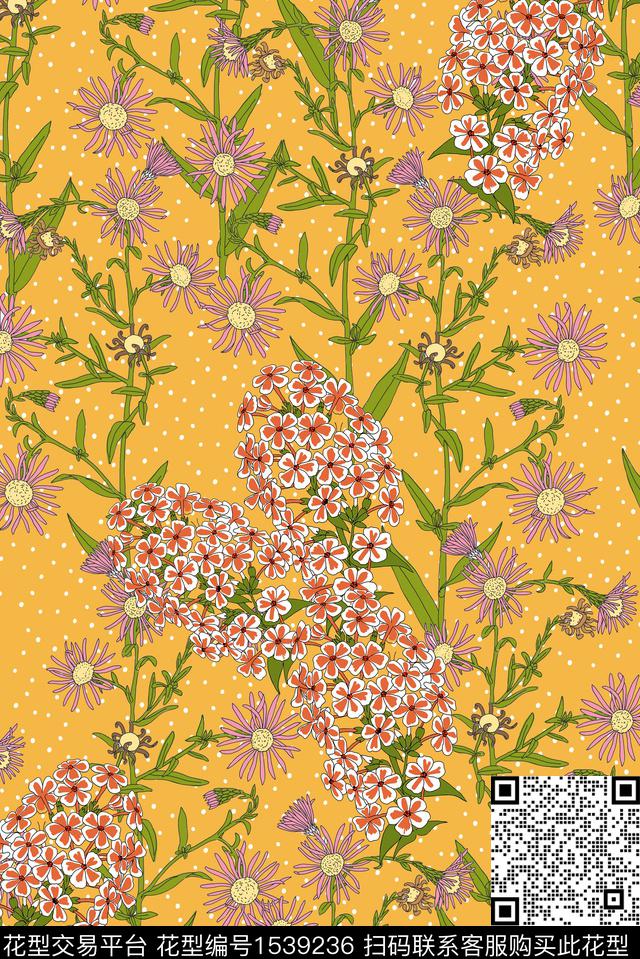 春夏华亿平台手绘花卉数码印花华亿平台下载（图片编号: 1539236） - 瓦栏（Walan）