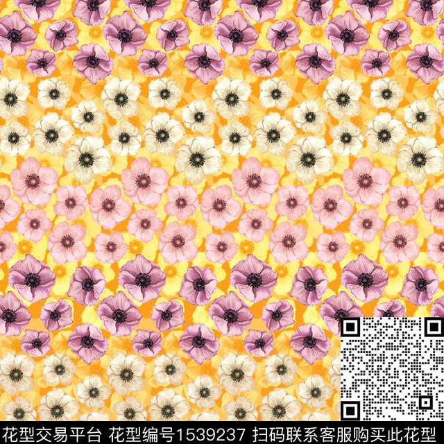 小碎花春夏华亿平台手绘花卉数码印花华亿平台下载（图片编号: 1539237） - 瓦栏（Walan）