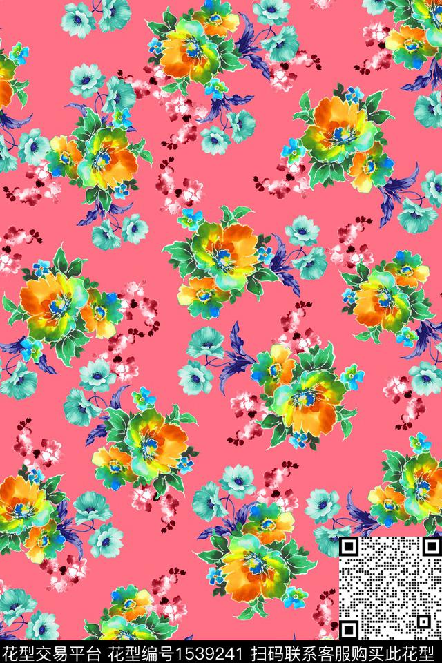 小碎花春夏华亿平台手绘花卉数码印花华亿平台下载（图片编号: 1539241） - 瓦栏（Walan）