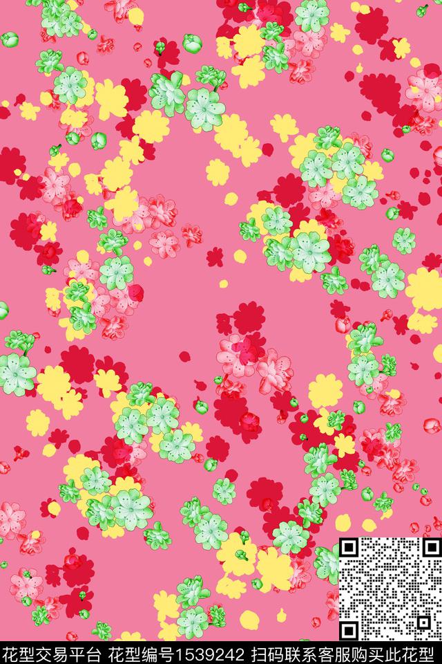 小碎花春夏华亿平台手绘花卉数码印花华亿平台下载（图片编号: 1539242） - 瓦栏（Walan）