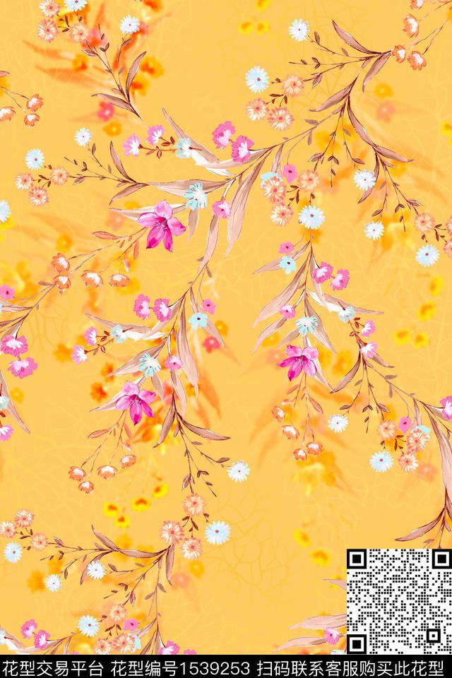 小碎花春夏华亿平台手绘花卉数码印花华亿平台下载（图片编号: 1539253） - 瓦栏（Walan）