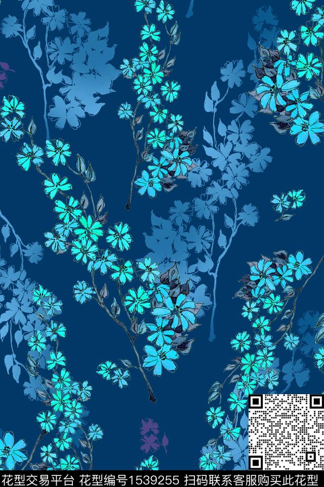 小碎花春夏华亿平台手绘花卉数码印花华亿平台下载（图片编号: 1539255） - 瓦栏（Walan）