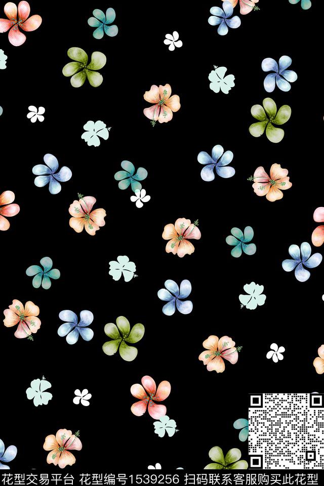 小碎花春夏华亿平台手绘花卉数码印花华亿平台下载（图片编号: 1539256） - 瓦栏（Walan）