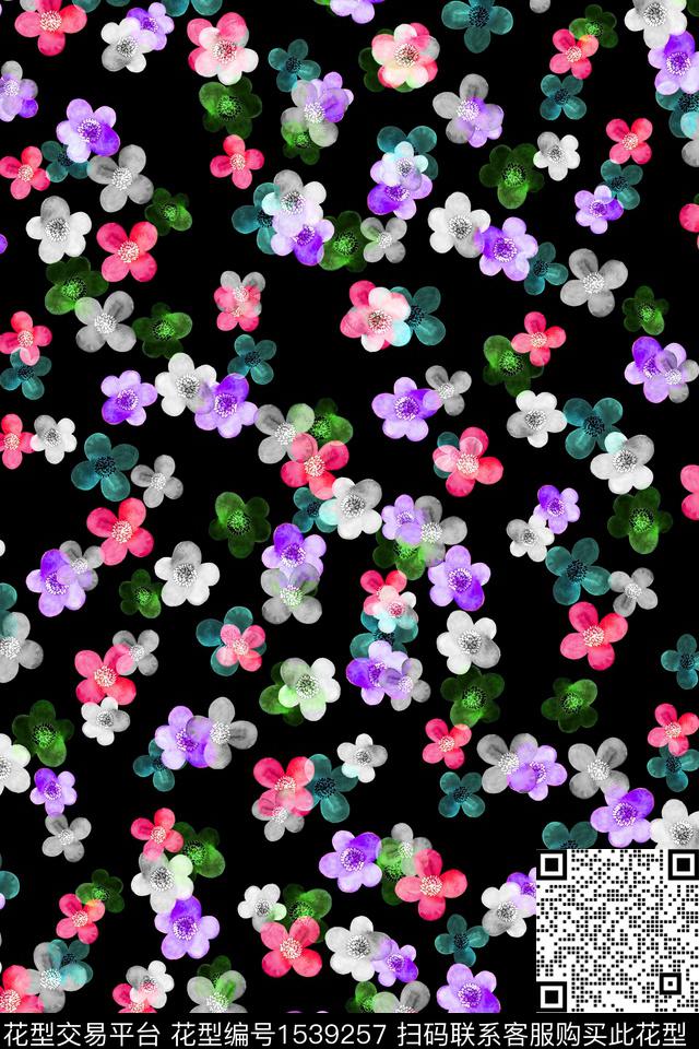 小碎花春夏华亿平台手绘花卉数码印花华亿平台下载（图片编号: 1539257） - 瓦栏（Walan）
