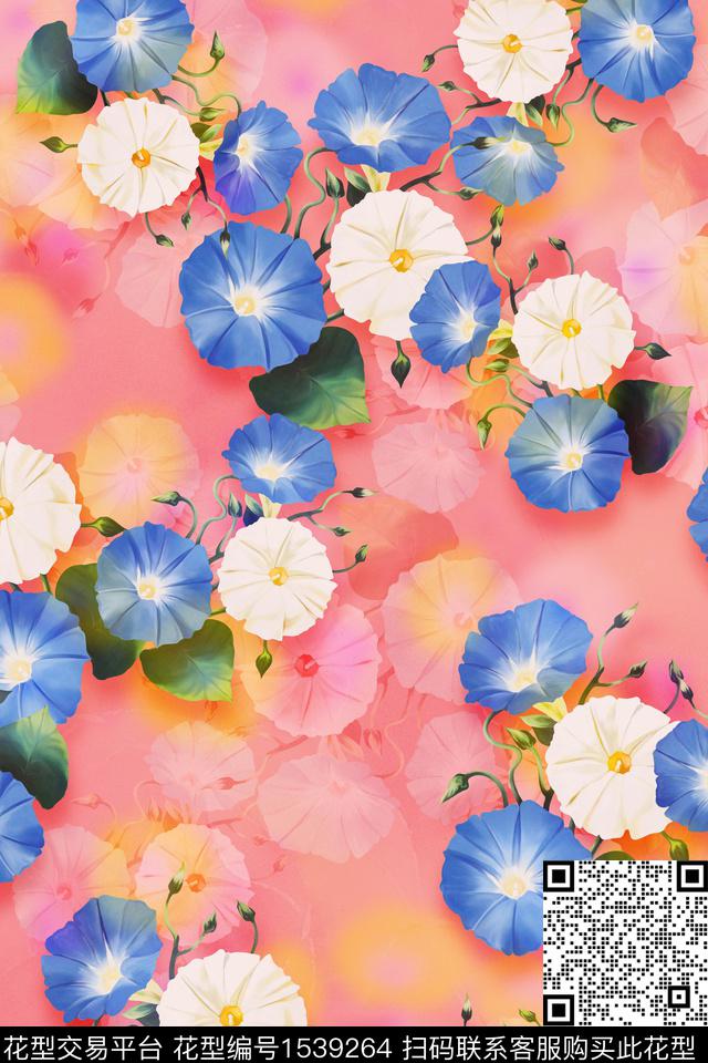 水彩花卉春夏华亿平台数码印花华亿平台下载（图片编号: 1539264） - 瓦栏（Walan）