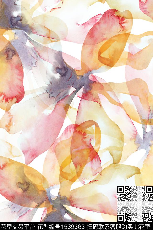 水彩花卉大花数码印花华亿平台下载（图片编号: 1539363） - 瓦栏（Walan）
