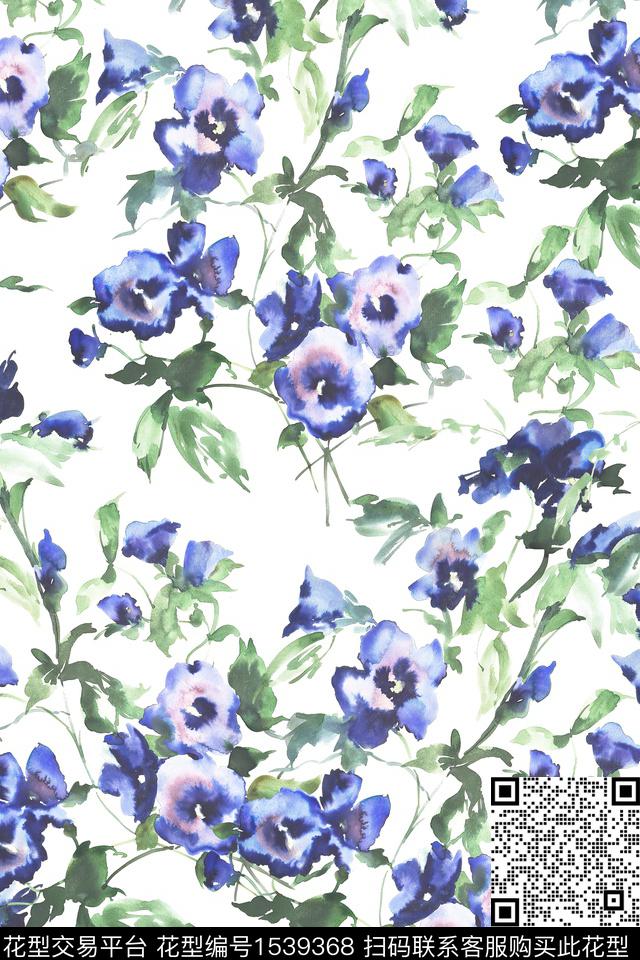 水彩花卉春夏华亿平台数码印花华亿平台下载（图片编号: 1539368） - 瓦栏（Walan）