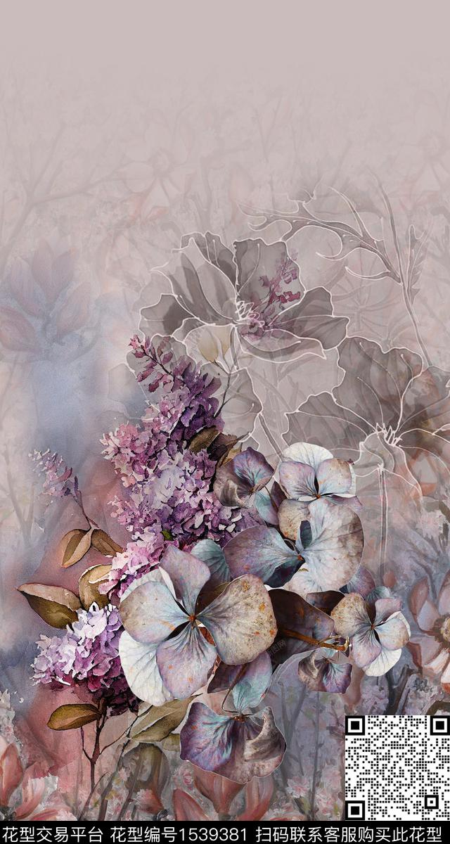 中老年香云纱花卉数码印花华亿平台下载（图片编号: 1539381） - 瓦栏（Walan）