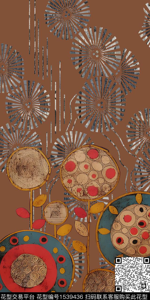 花卉香云纱纹理数码印花华亿平台下载（图片编号: 1539436） - 瓦栏（Walan）