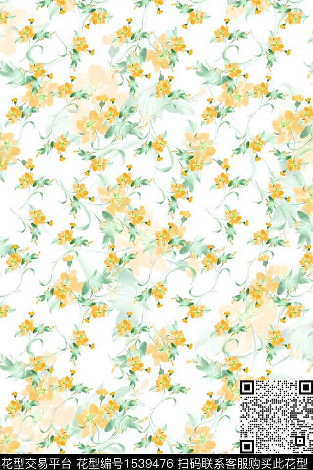 水彩绿植树叶年轻女性数码印花华亿平台下载（图片编号: 1539476） - 瓦栏（Walan）