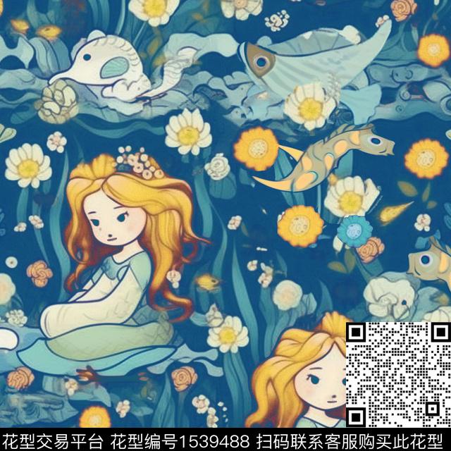 美人鱼海洋生物siren数码印花华亿平台下载（图片编号: 1539488） - 瓦栏（Walan）