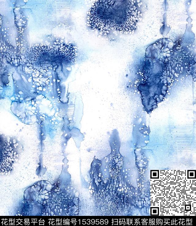 肌理水彩笔触数码印花华亿平台下载（图片编号: 1539589） - 瓦栏（Walan）