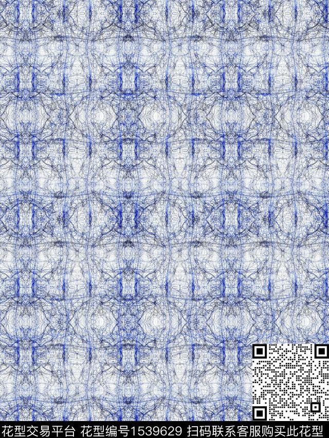 抽象线条对称数码印花华亿平台下载（图片编号: 1539629） - 瓦栏（Walan）