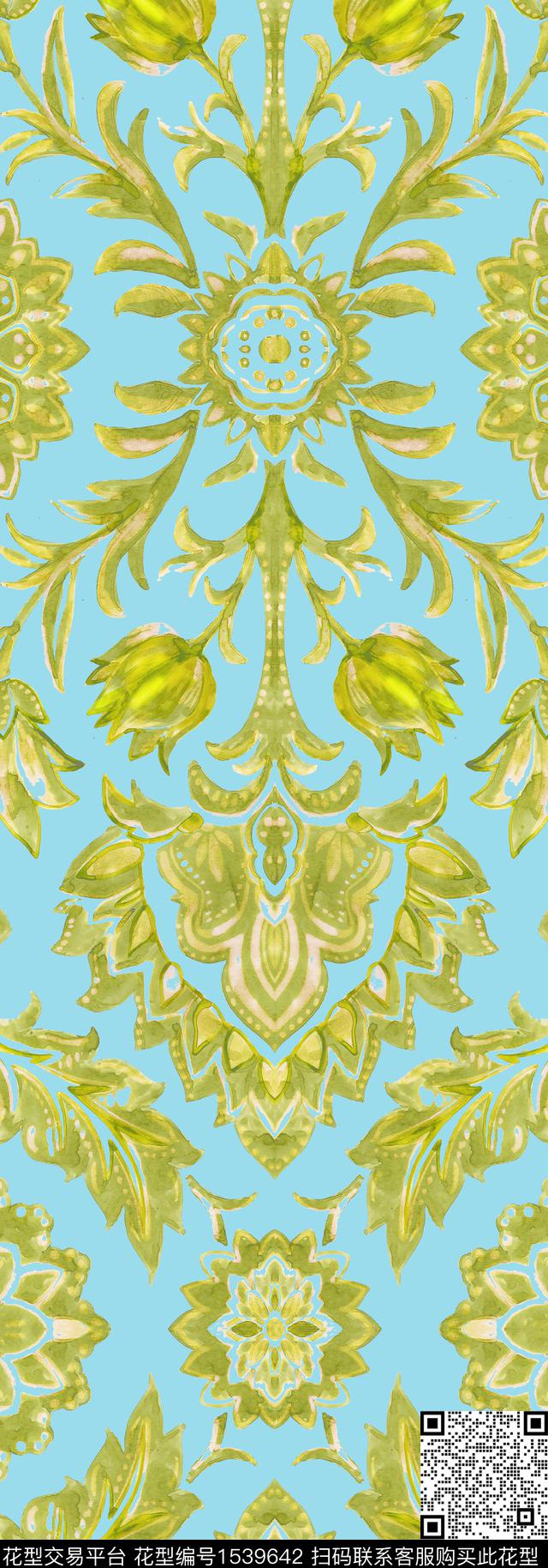 民族风花叶子数码印花华亿平台下载（图片编号: 1539642） - 瓦栏（Walan）
